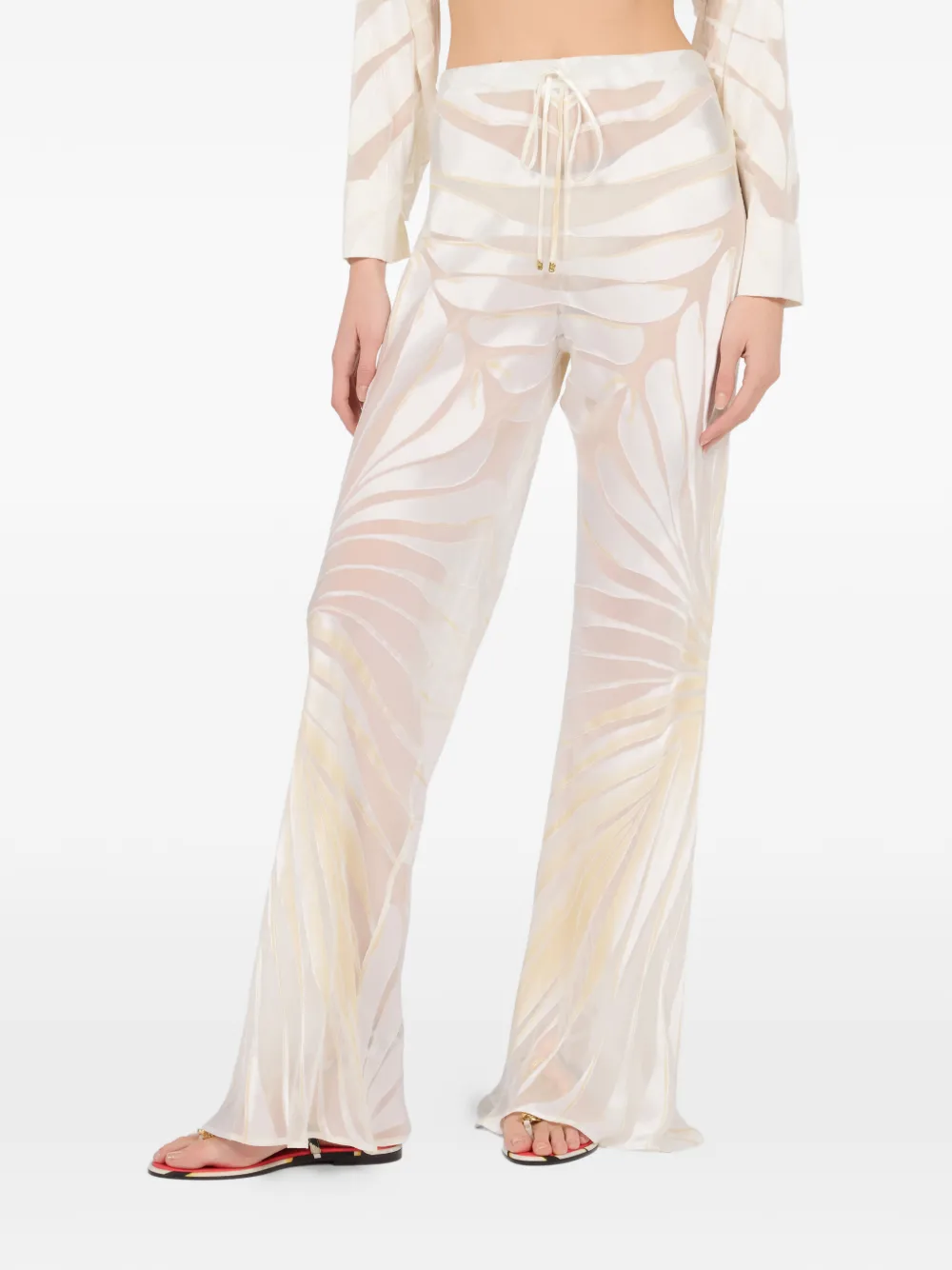 Roberto Cavalli Broek met trekkoord en bladerdevoré Wit