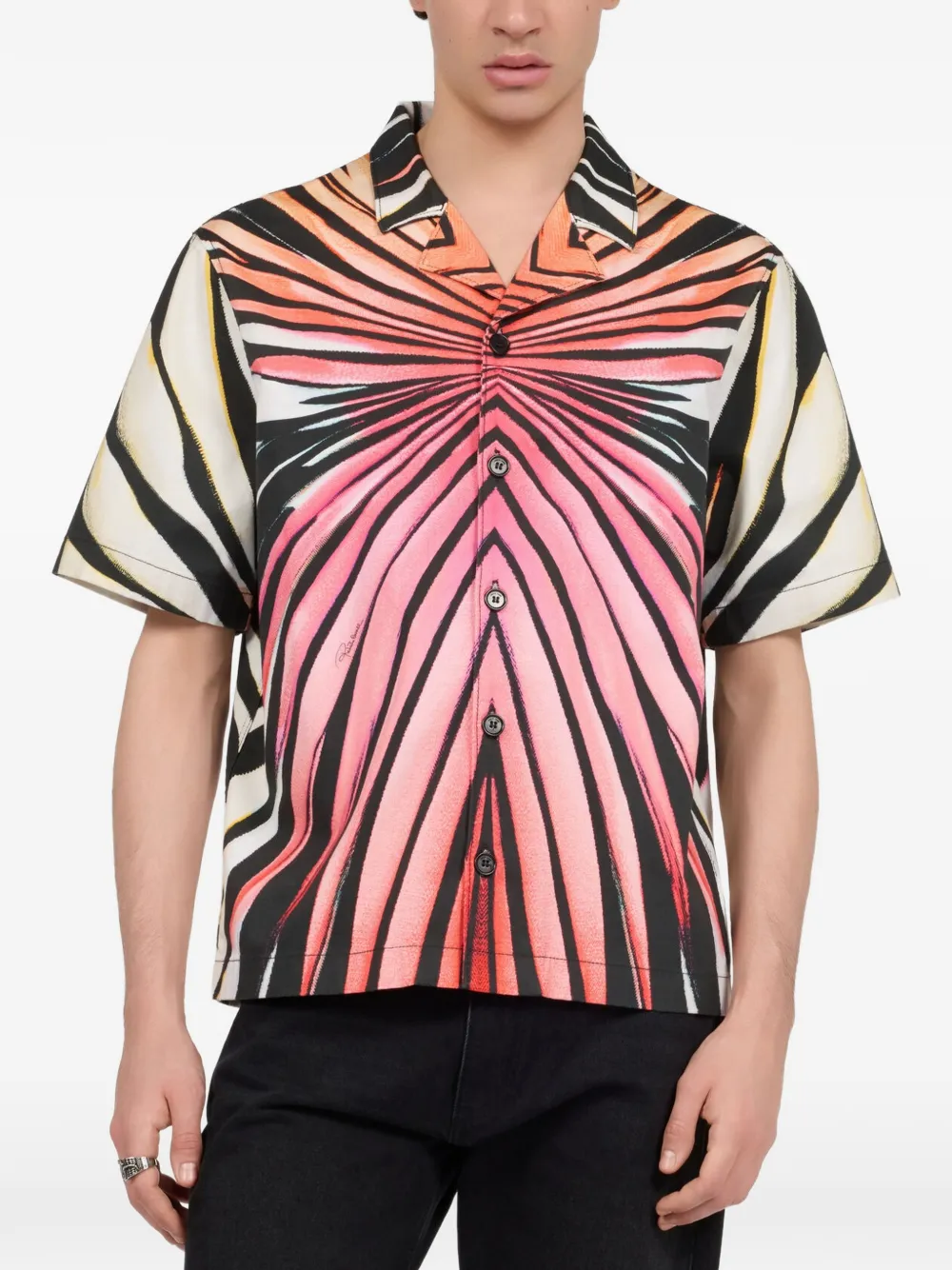 Roberto Cavalli Overhemd met Ray of Paradise-print en korte mouwen Roze