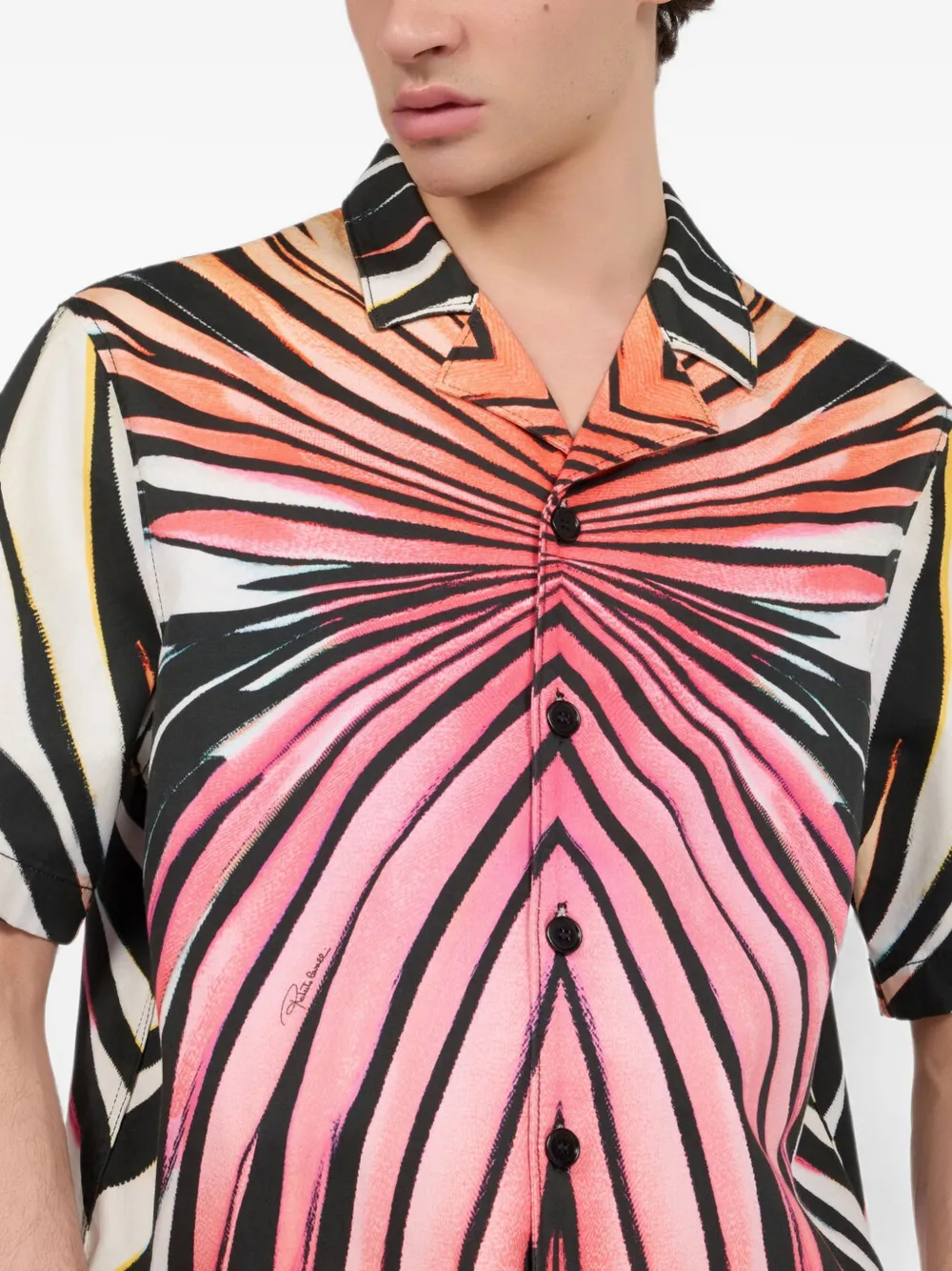 Roberto Cavalli Overhemd met Ray of Paradise-print en korte mouwen Roze