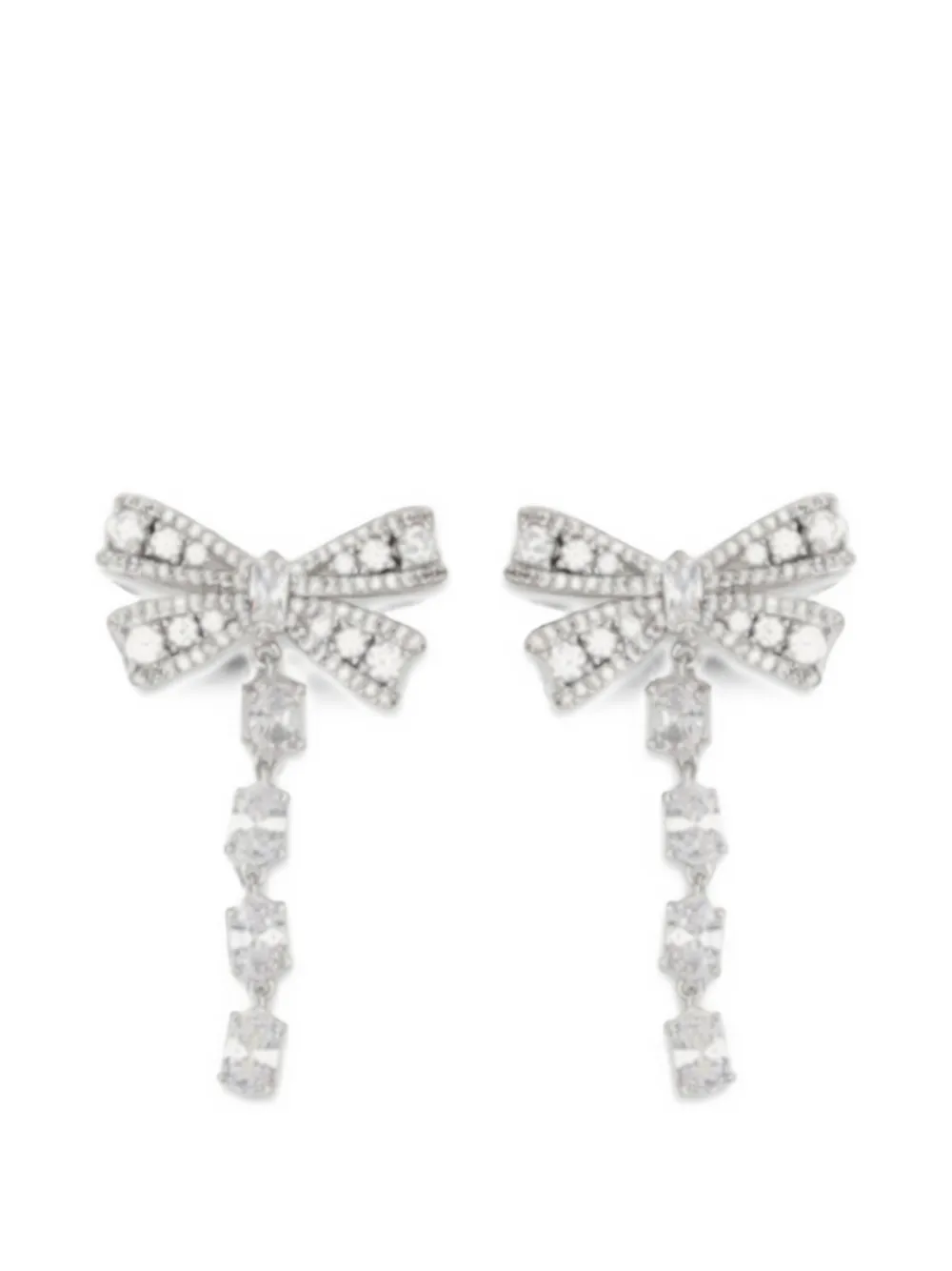 Self-Portrait crystal-bow drop earrings - Argento