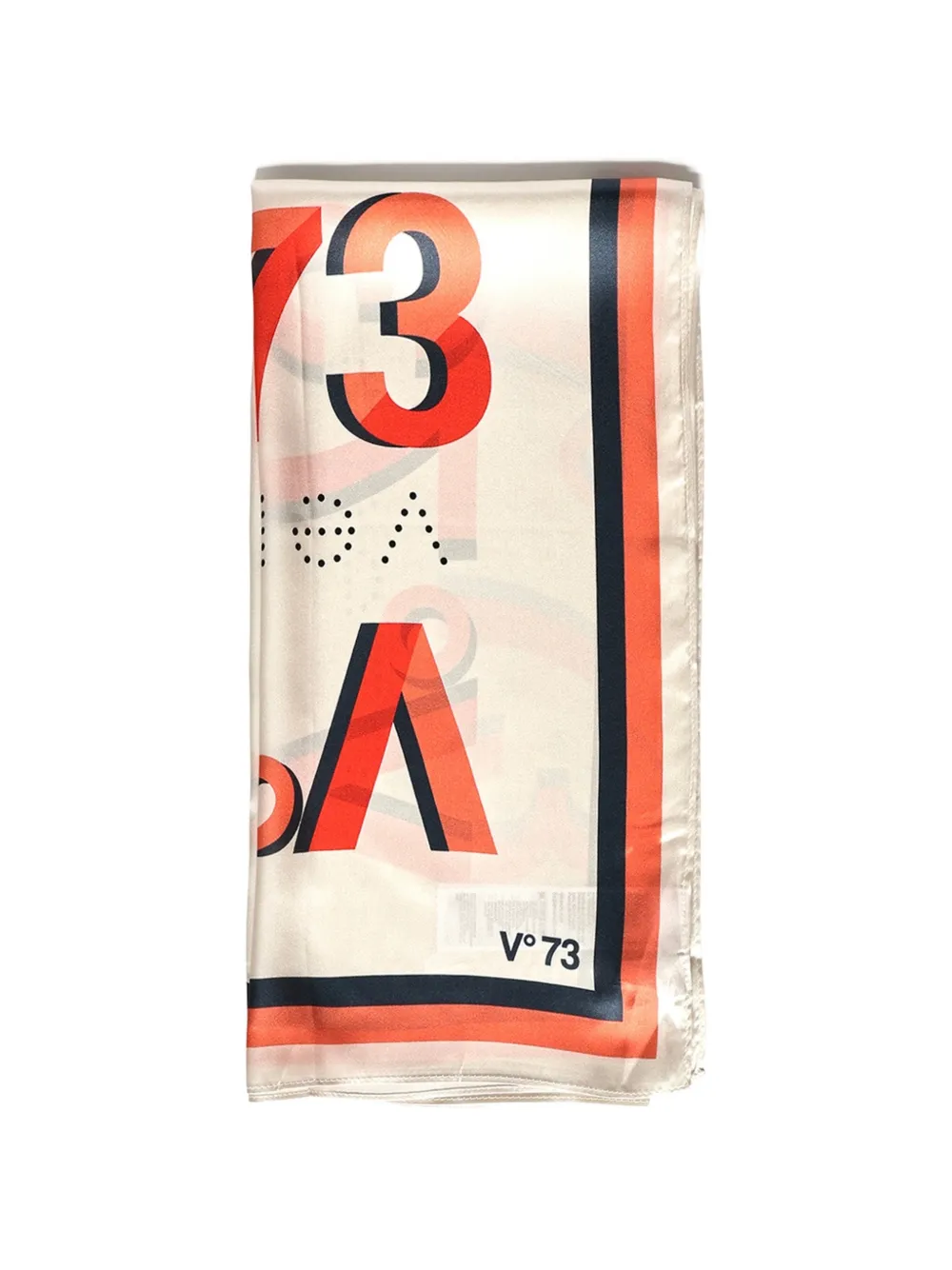 V°73 logo-print silk scarf - Toni neutri