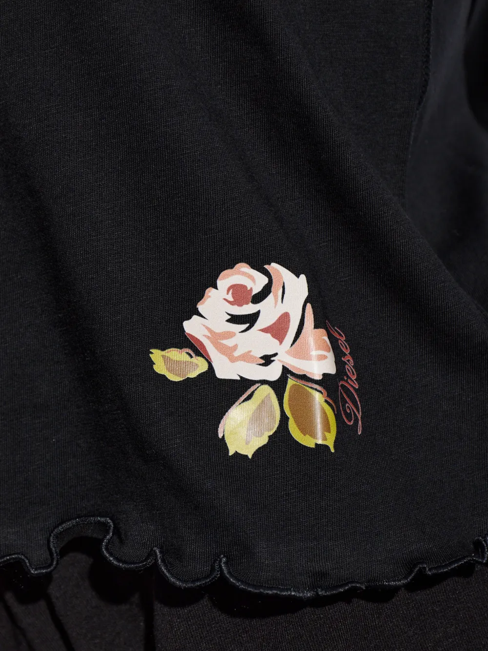 Diesel Pyjama met roos-print en afwerking Zwart
