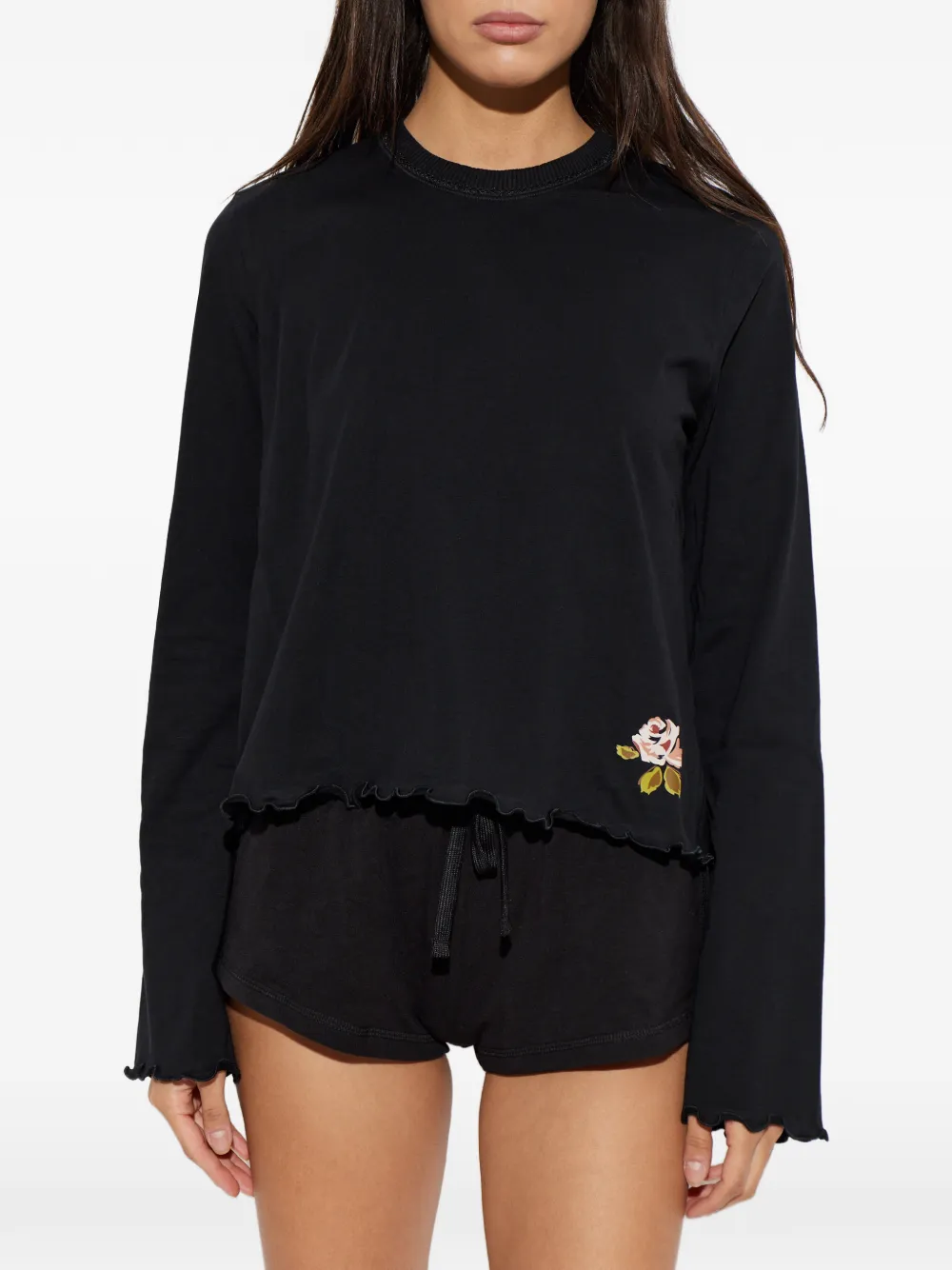 Diesel Pyjama met roos-print en afwerking Zwart
