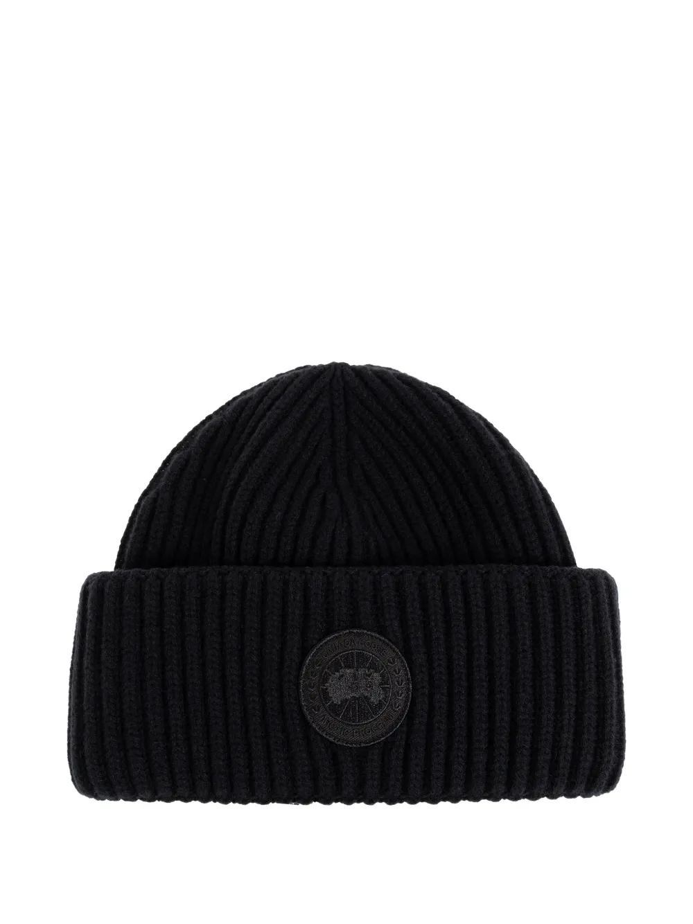 Canada Goose logo-patch ribbed-knit beanie hat - Nero