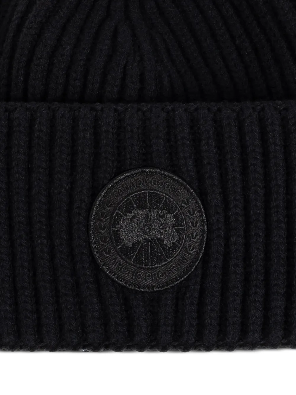 Canada Goose Ribgebreide muts met logopatch Zwart