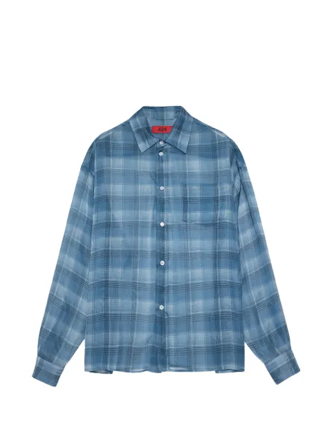 424 check-print chest-pocket shirt