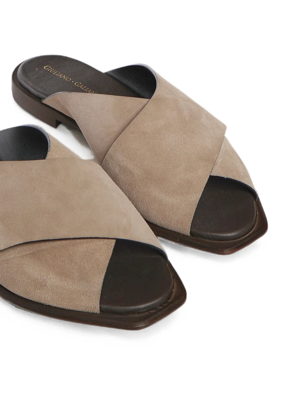 Giuliano Galiano criss-cross suede sandals Beige