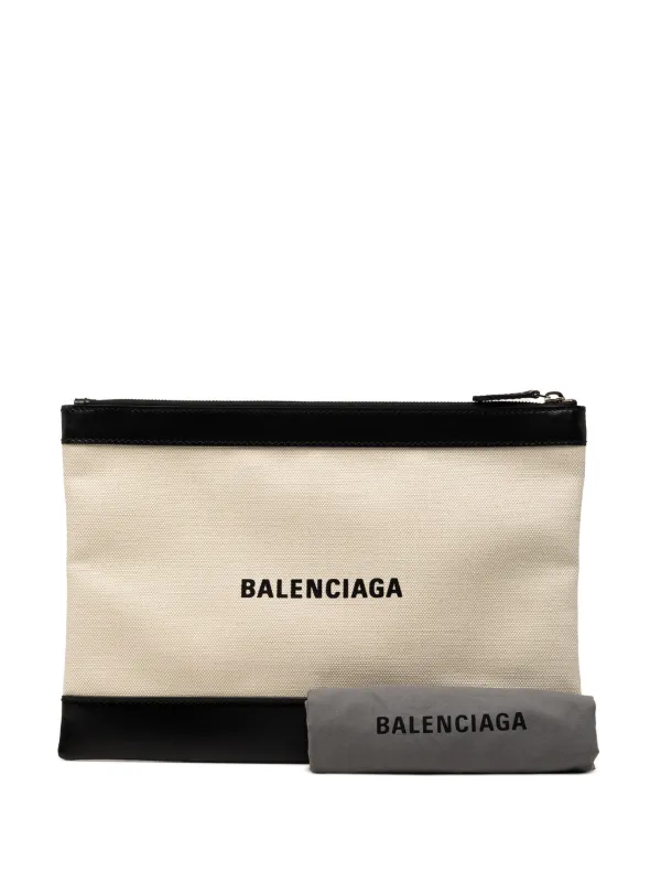 Balenciaga Pre-Owned 2007 キャンバス ネイビー クリップ M クラッチ