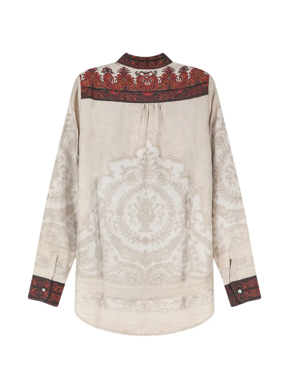 Pierre-Louis Mascia Aloe blouse met paisley-print en ronde opstaande kraag Beige