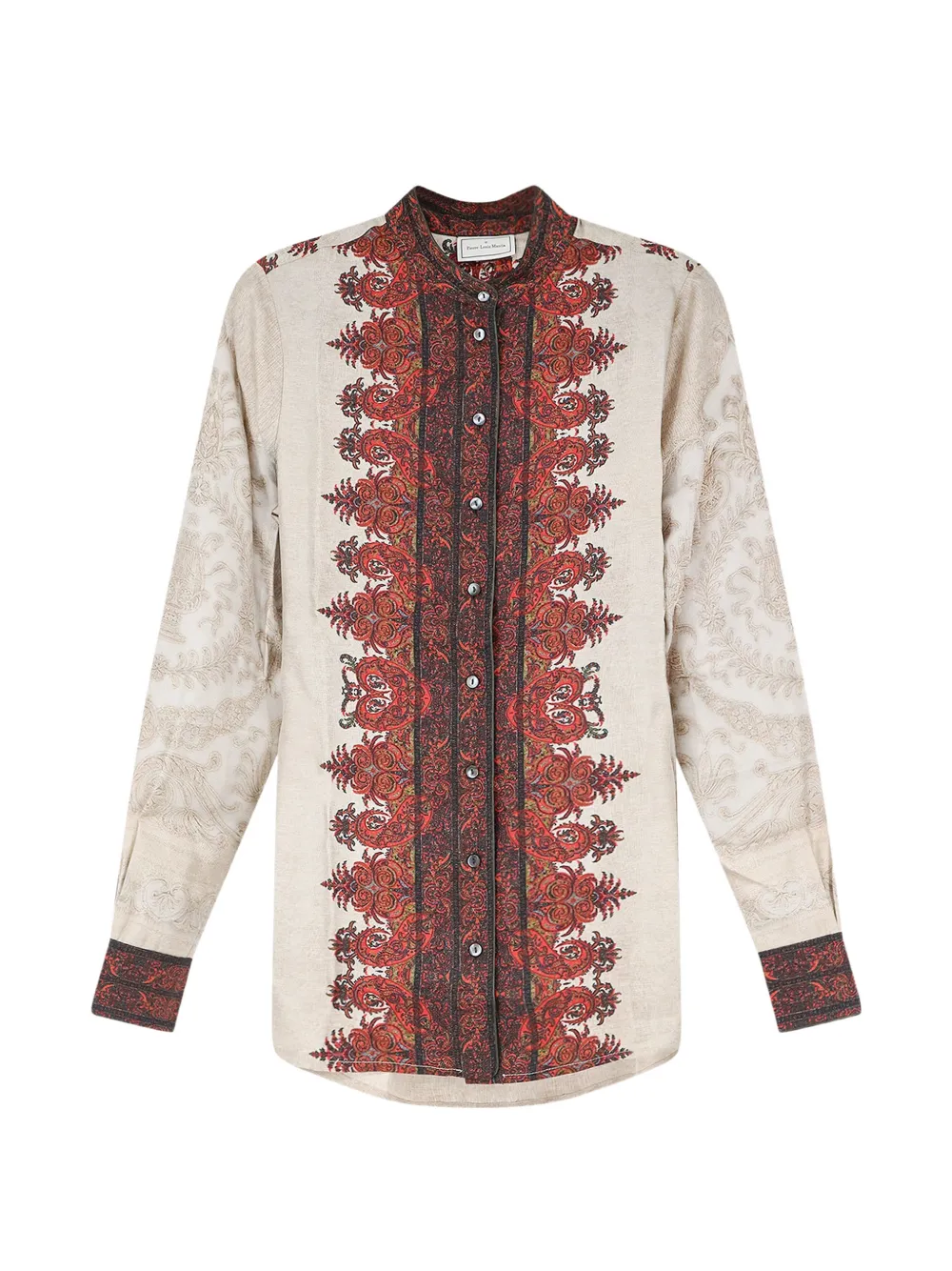 Pierre-Louis Mascia Aloe paisley-print mandarin-collar shirt - Neutrals