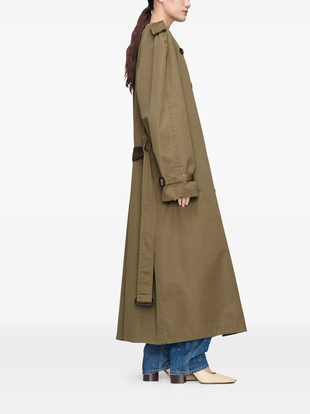 Maison Margiela Trenchcoat met dubbele rij knopen en omgeslagen kraag Groen