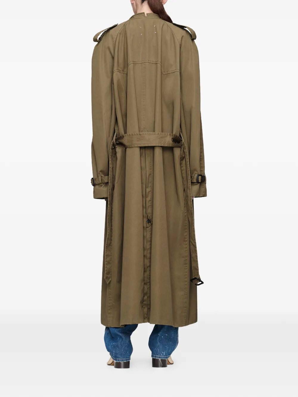 Maison Margiela Trenchcoat met dubbele rij knopen en omgeslagen kraag Groen