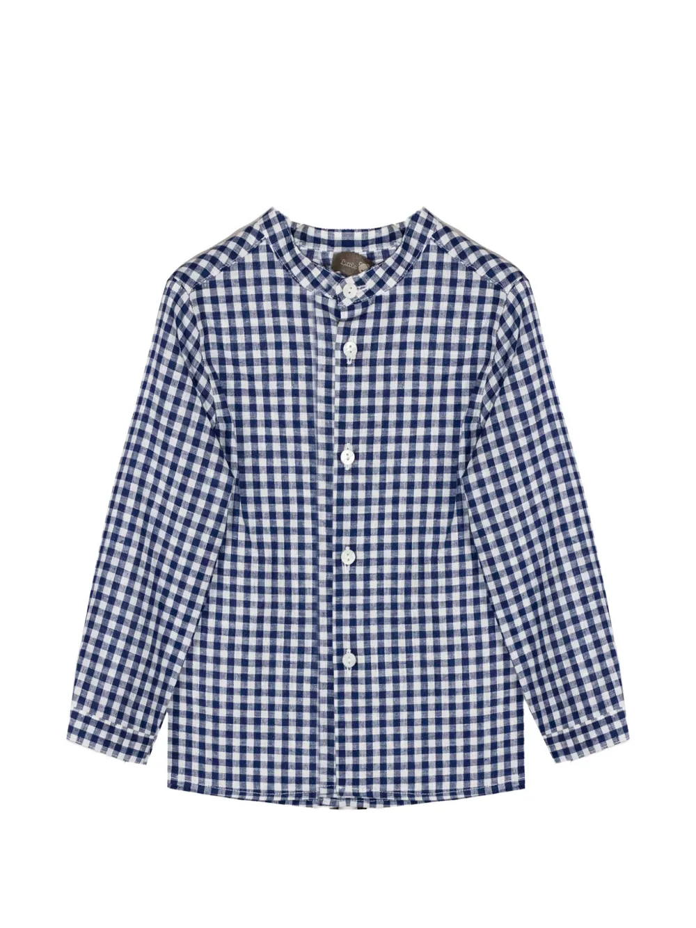 Little Bear checked mandarin-collar shirt - Blu