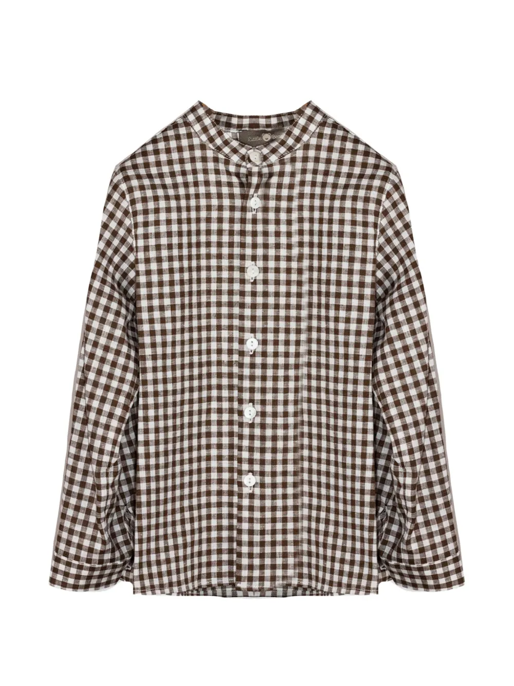 Little Bear checked mandarin-collar shirt - Marrone