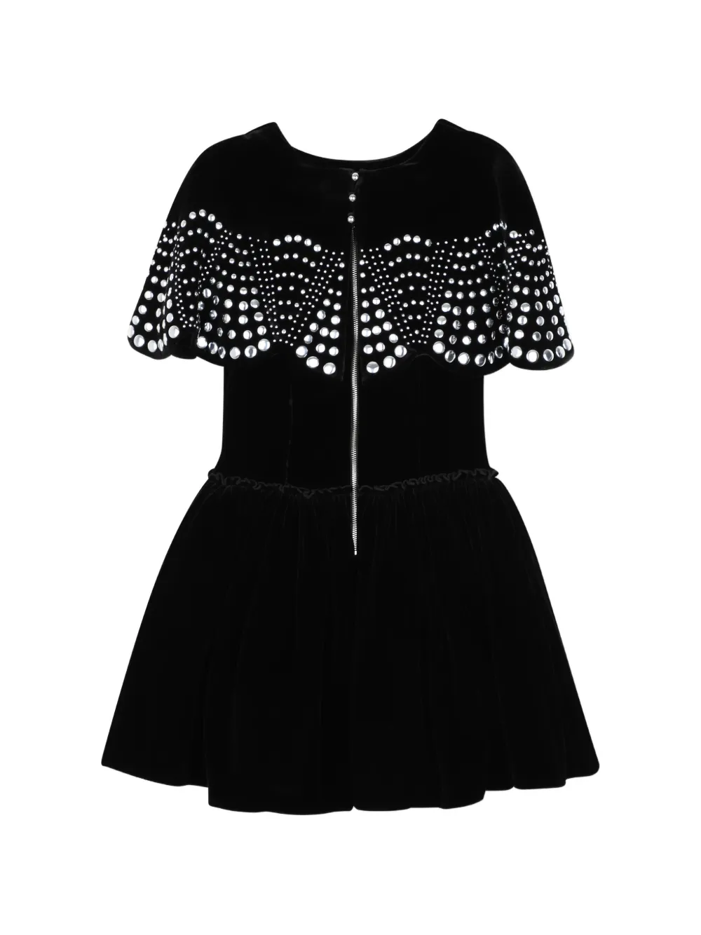 Lanvin Enfant Fluwelen verfraaide mini-jurk Zwart