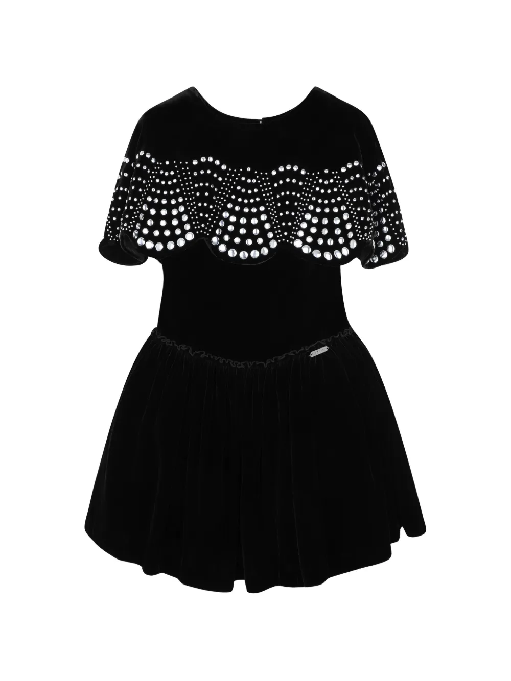 Lanvin Enfant Kids' Embellished Velvet Mini Dress In Black