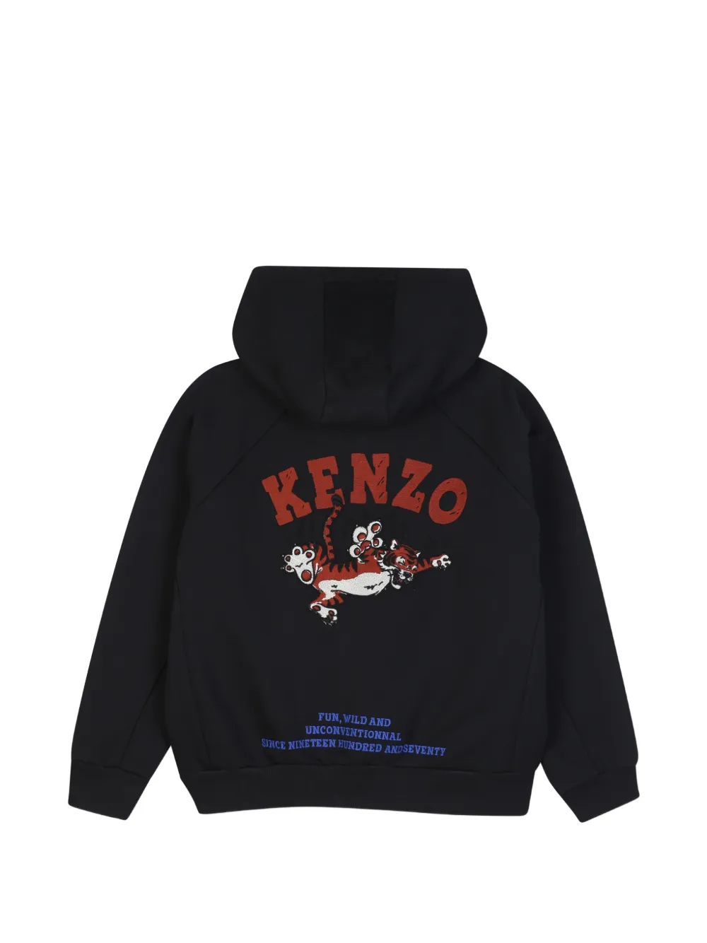 Kenzo Kids Hoodie met logoprint en rits Blauw