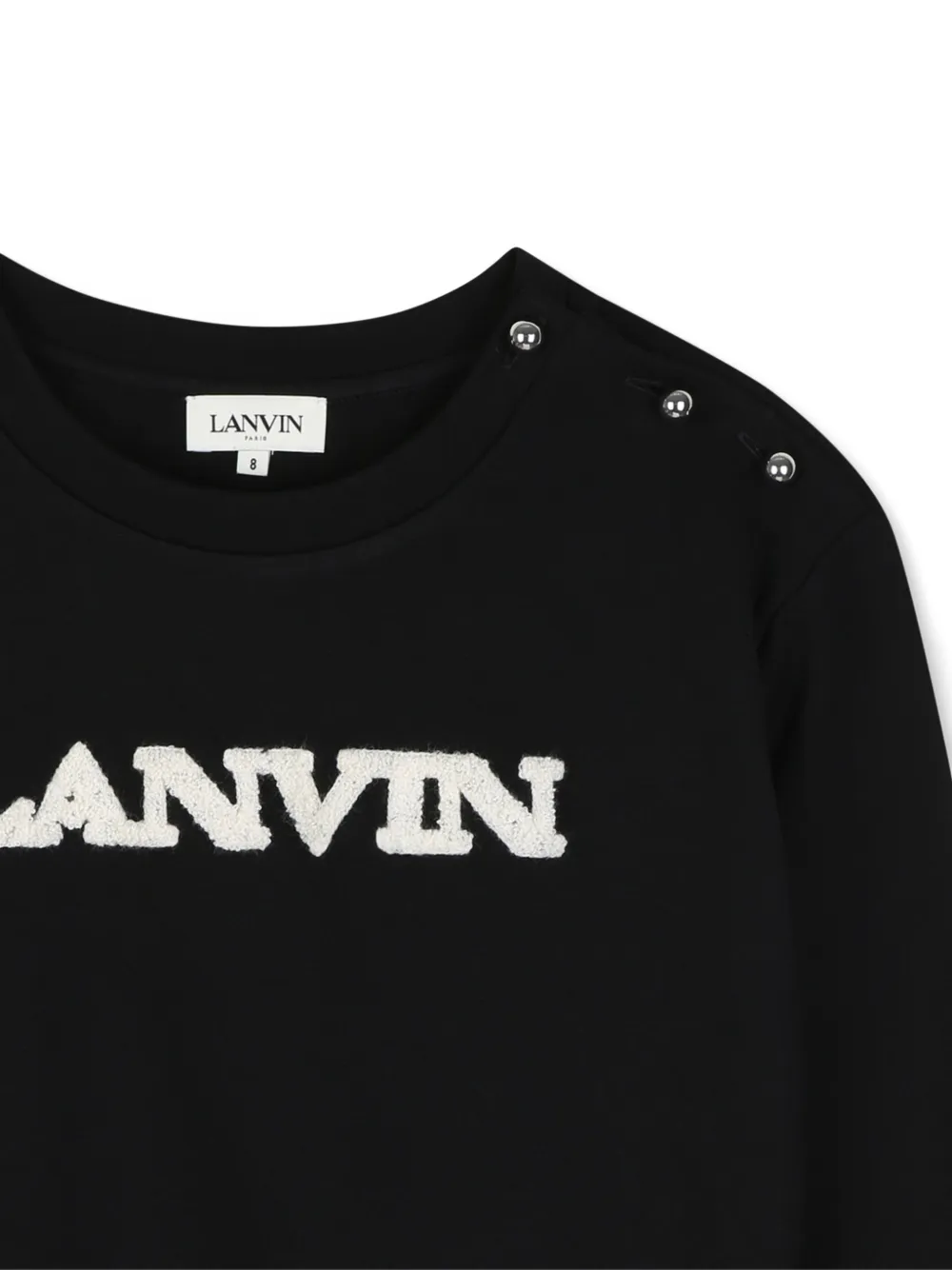 Lanvin Enfant Sweater met geborduurd logo en schouderknoop Zwart