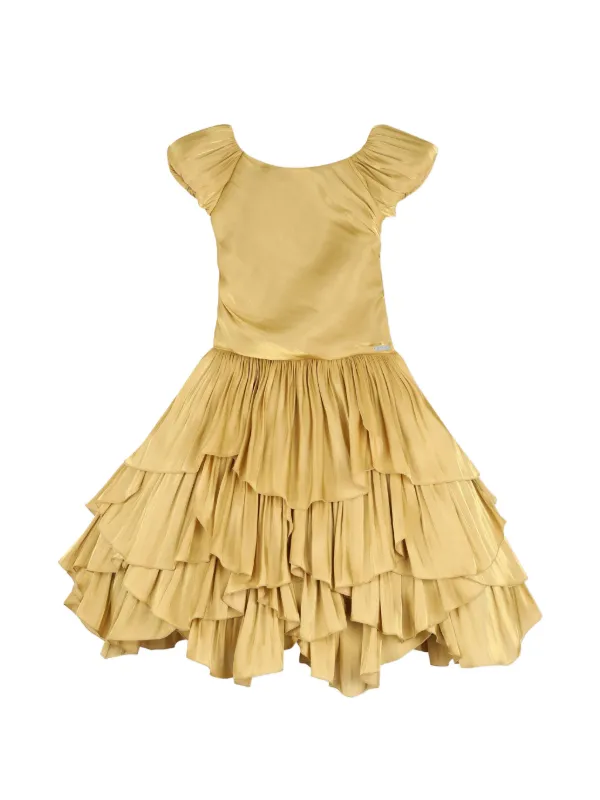 lanvin gold dress Enfant Ruffled Tiered Midi | night out outfit ideas