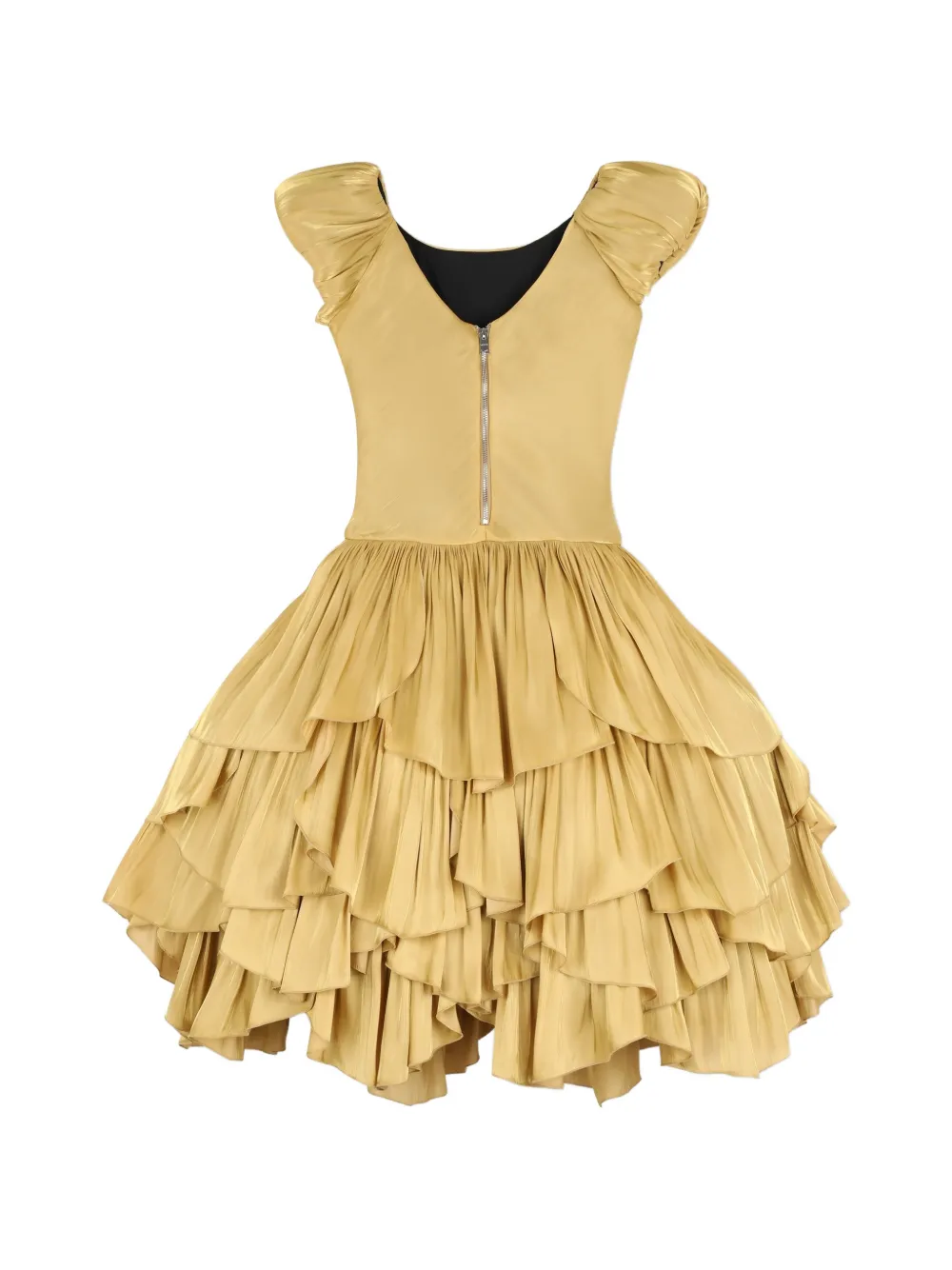 Lanvin Enfant Gelaagde midi-jurk met ruches Goud