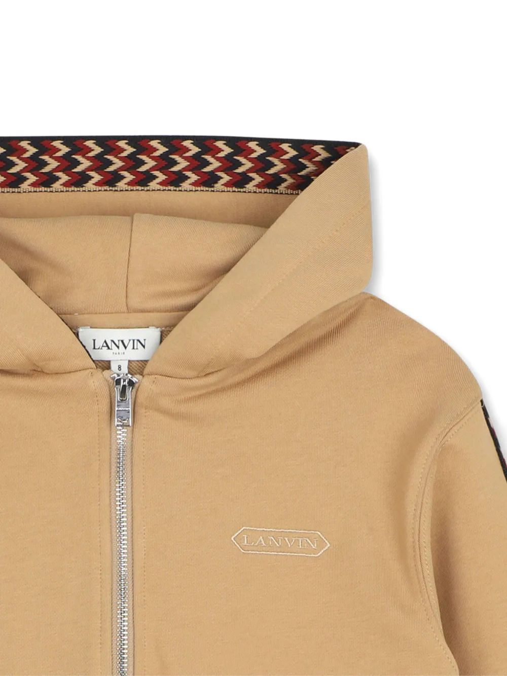 Lanvin Enfant Hoodie met chevron streep en rits Beige