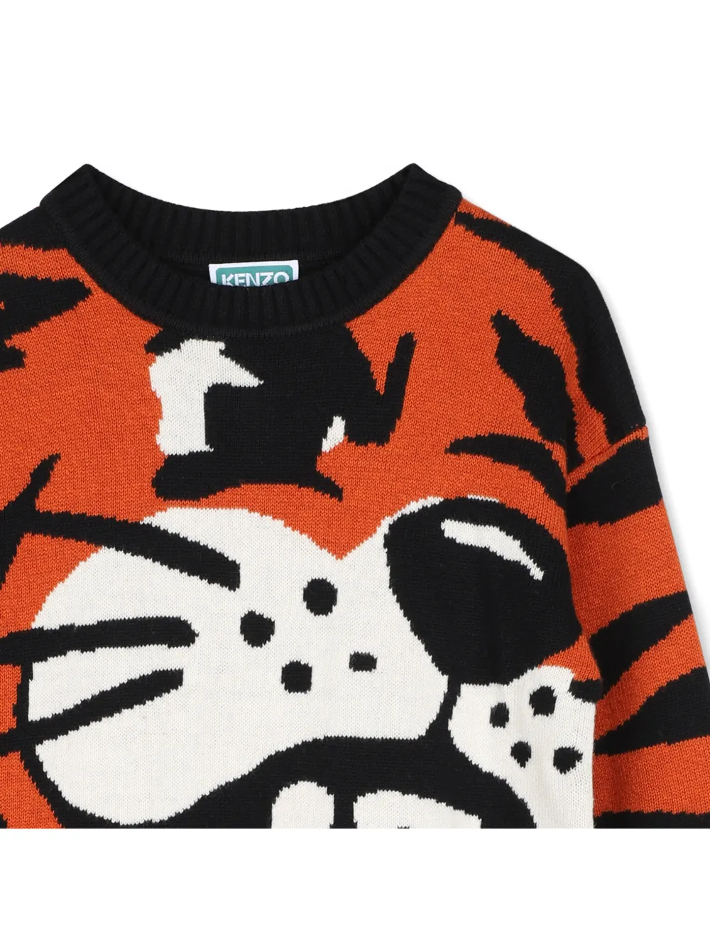 Kenzo Kids Intarsia gebreide trui met tijger Oranje