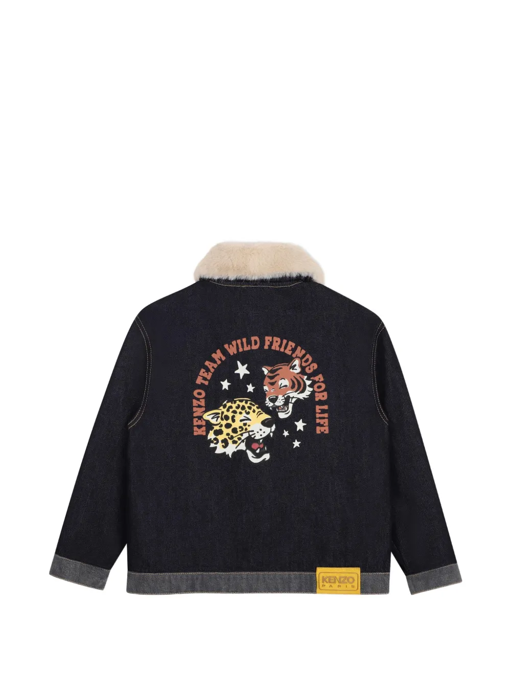 Kenzo Kids Spijkerjack met kraag van imitatiebont Blauw