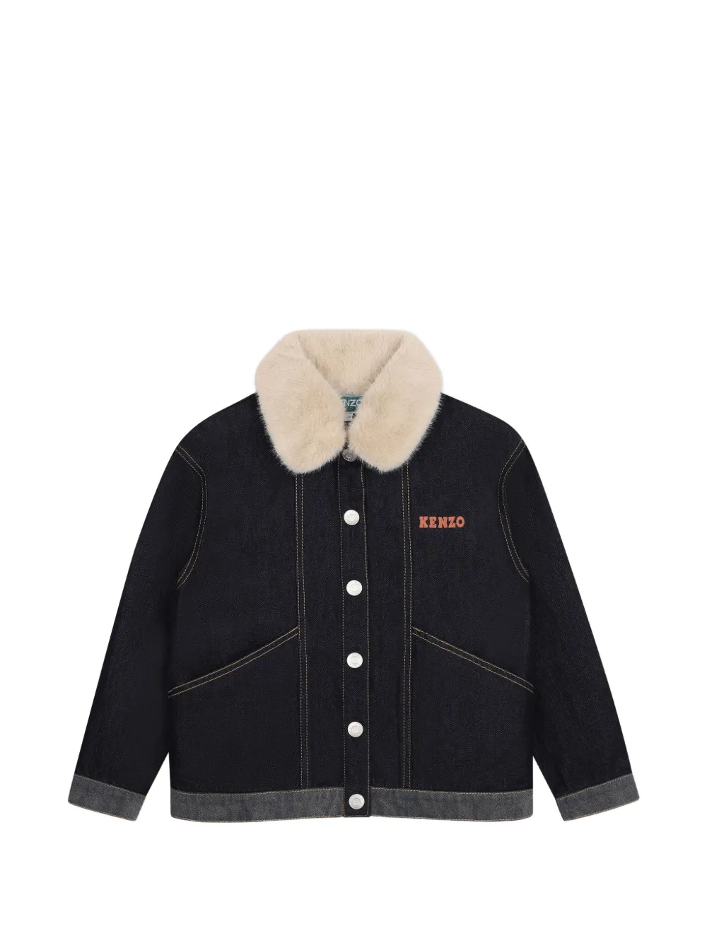 Kenzo Kids faux-fur collar denim jacket - Blu