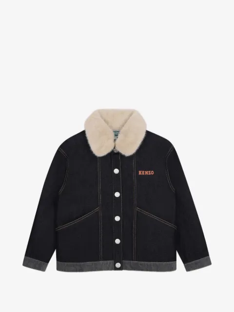Kenzo Kids faux-fur collar denim jacket