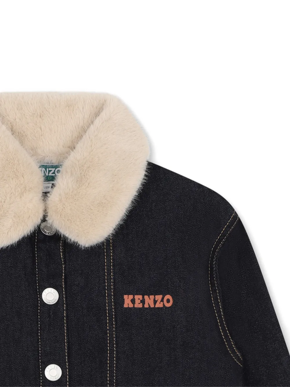 Kenzo Kids Spijkerjack met kraag van imitatiebont Blauw