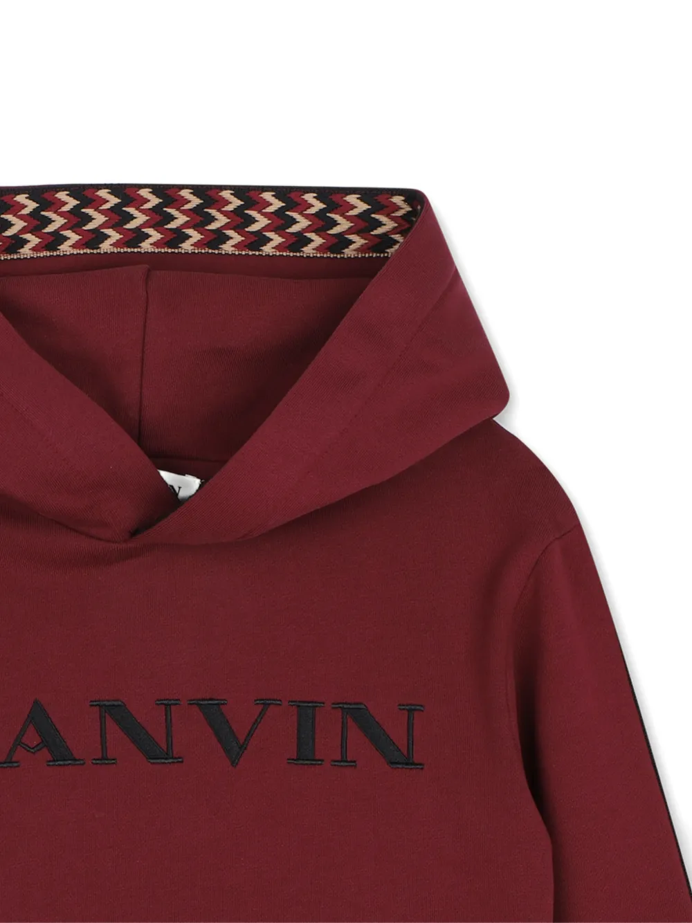 Lanvin Enfant Hoodie met geborduurd logo en visgraatpatroon Rood