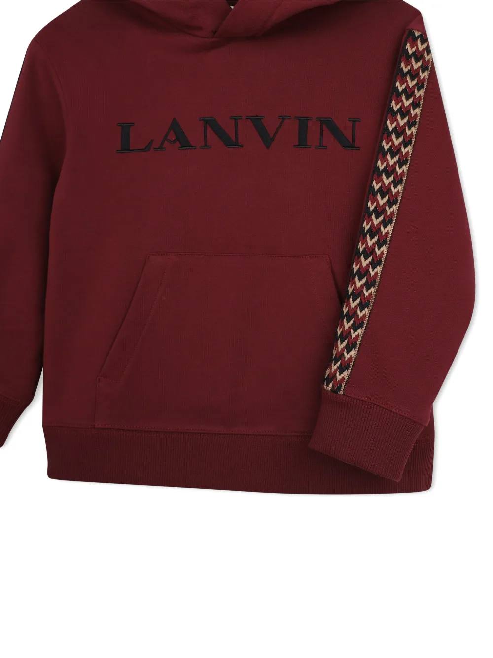 Lanvin Enfant Hoodie met geborduurd logo en visgraatpatroon Rood