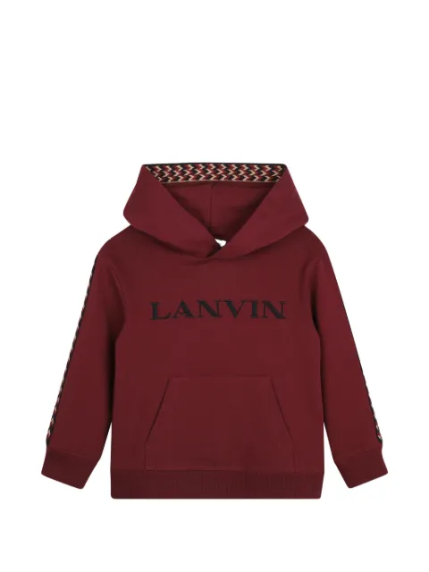 Lanvin Enfant logo-embroidered herringbone-trim hoodie