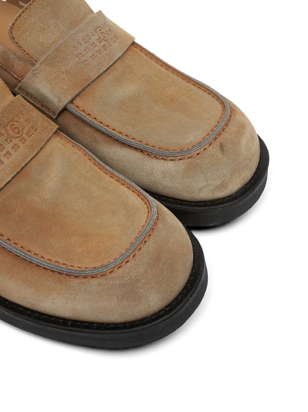 MM6 Maison Margiela Biker washed-suede loafers Beige