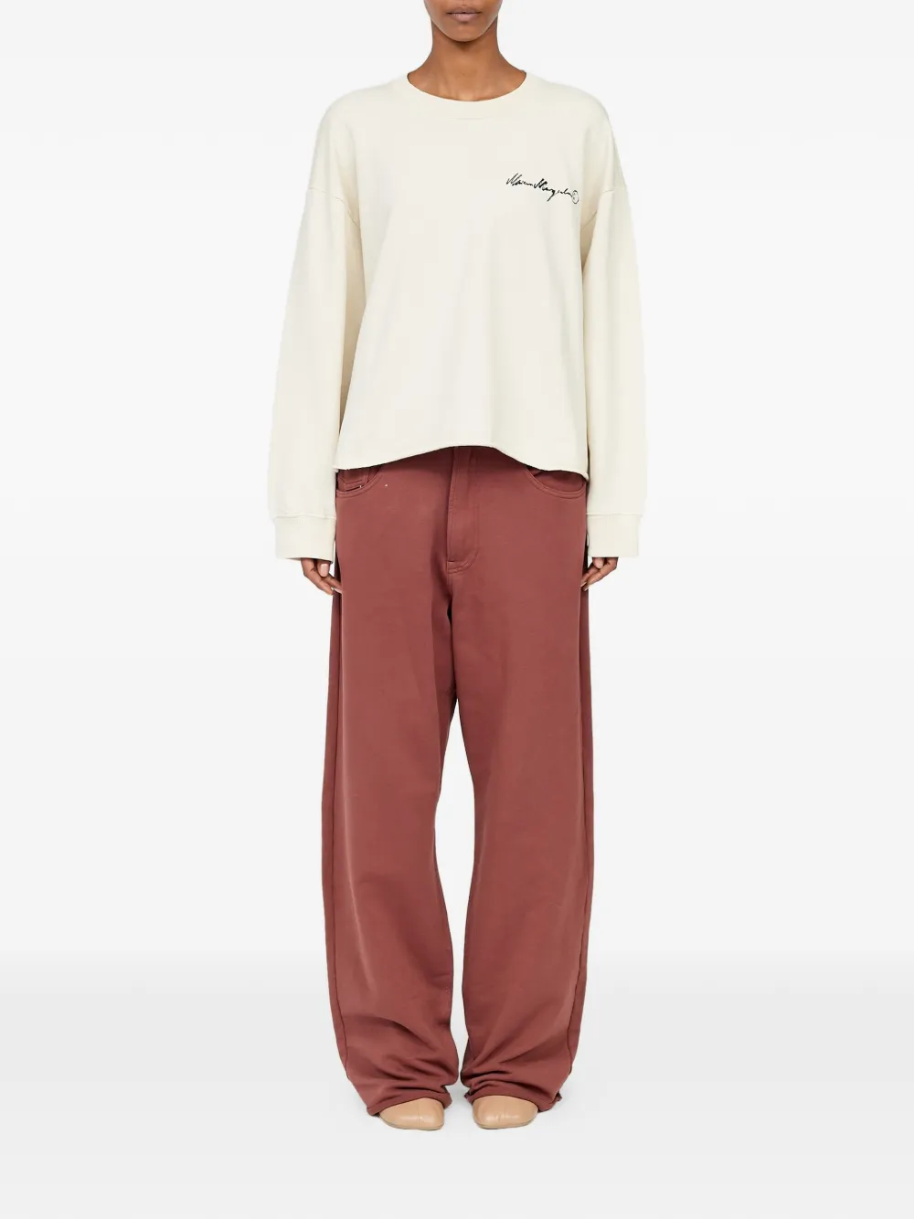 MM6 Maison Margiela Sweater met handgeschreven print Beige