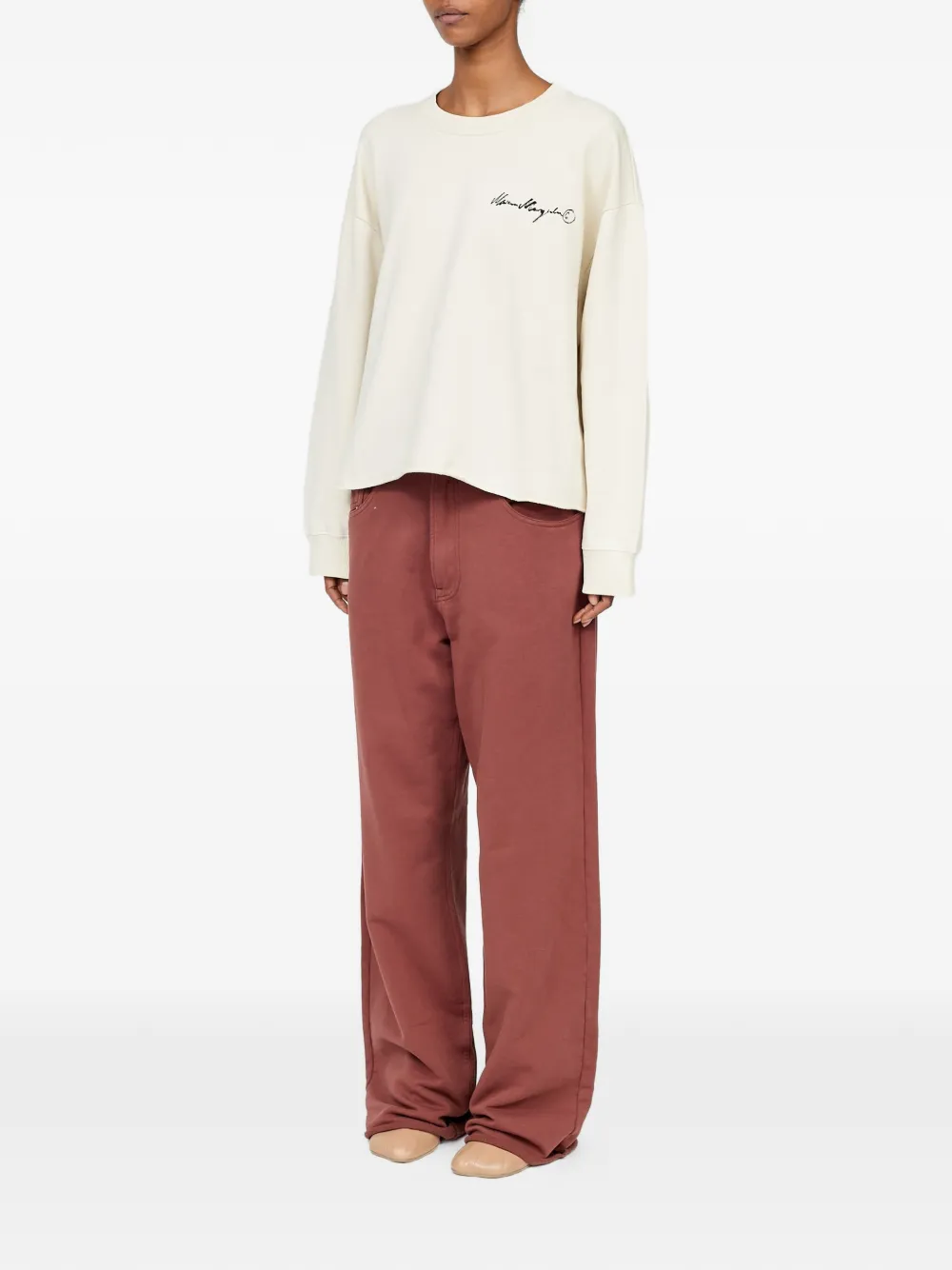 MM6 Maison Margiela Sweater met handgeschreven print Beige