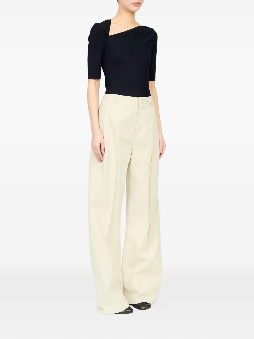 MM6 Maison Margiela Broek met wijde pijpen Beige