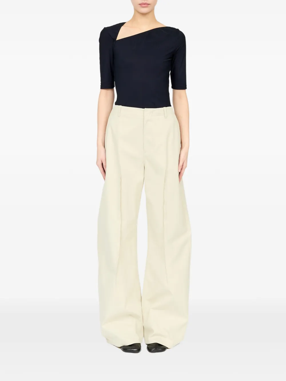 MM6 Maison Margiela Broek met wijde pijpen Beige