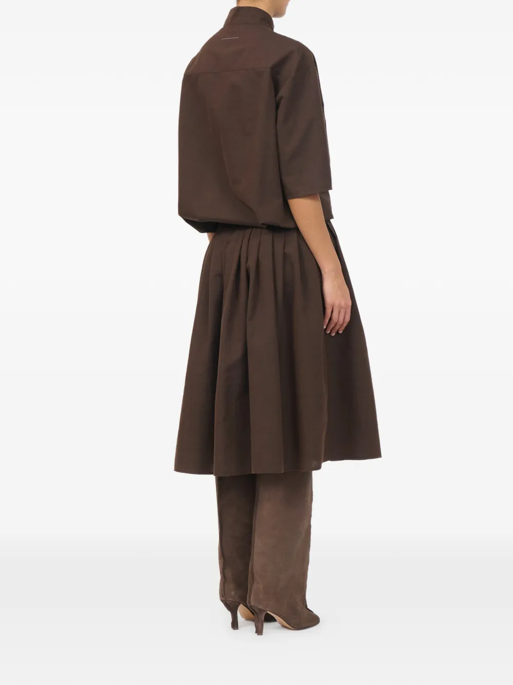 MM6 Maison Margiela Wollen blousejurk Bruin