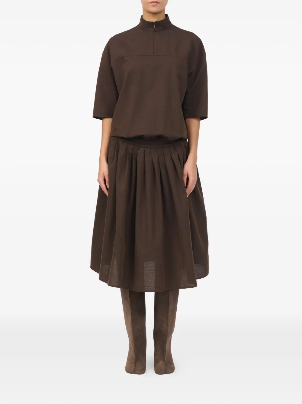 MM6 Maison Margiela Wollen blousejurk Bruin