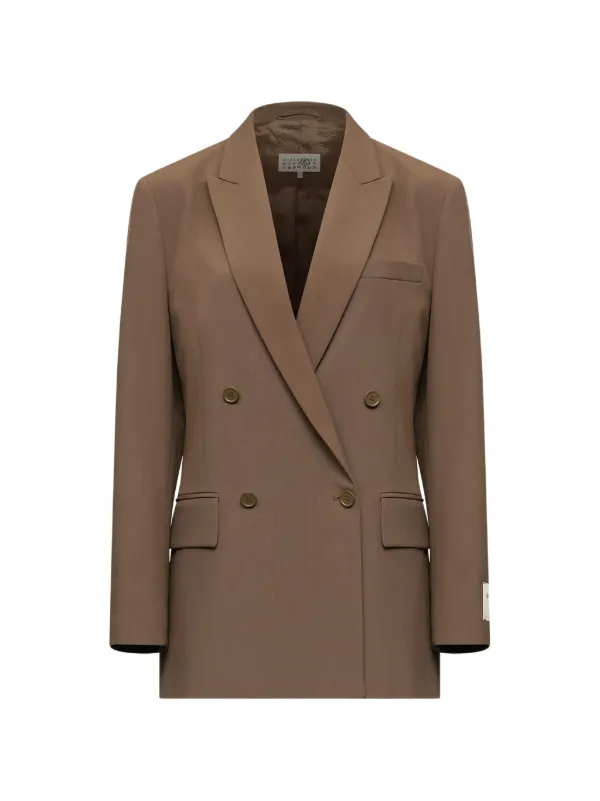 MM6 Maison Margiela Wool Blend Suit Jacket in Brown