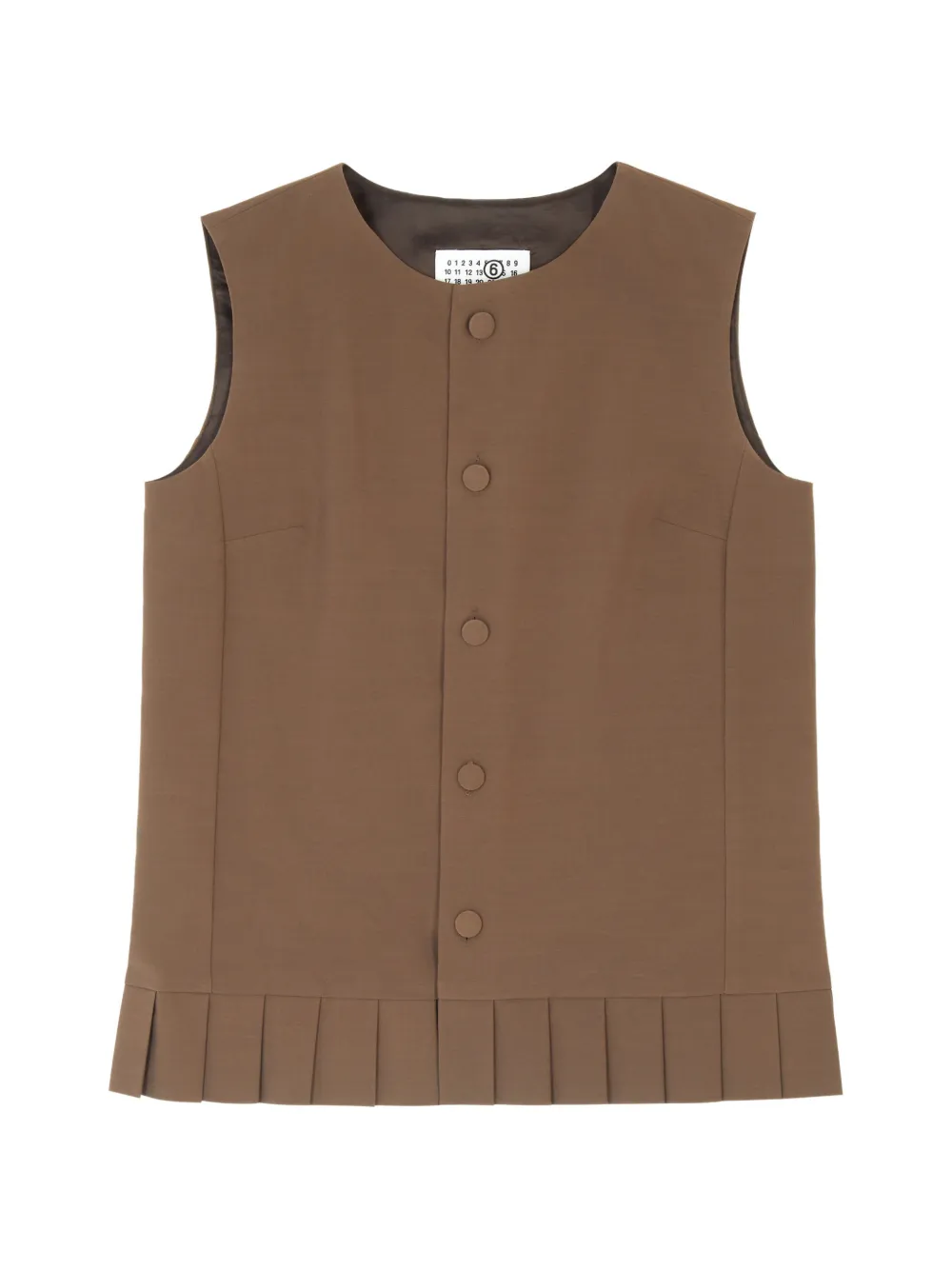 MM6 Maison Margiela pleated wool blend sleeveless top - Marrone