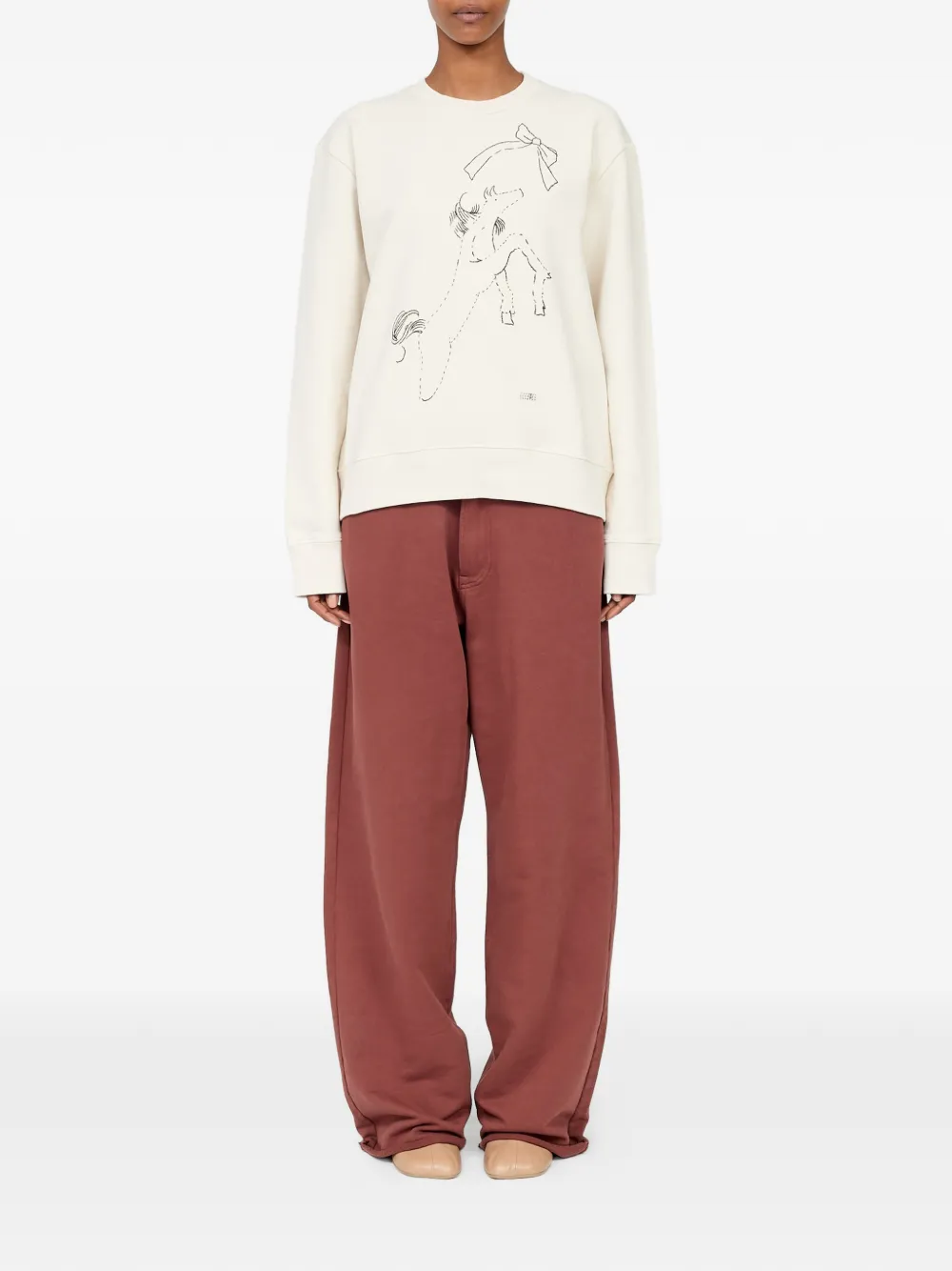 MM6 Maison Margiela Sweater met paardenprint en ongeborsteld katoen Beige