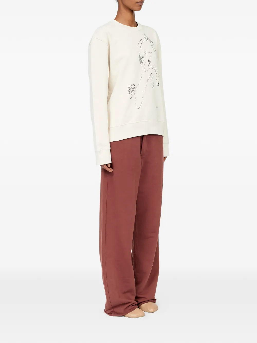 MM6 Maison Margiela Sweater met paardenprint en ongeborsteld katoen Beige