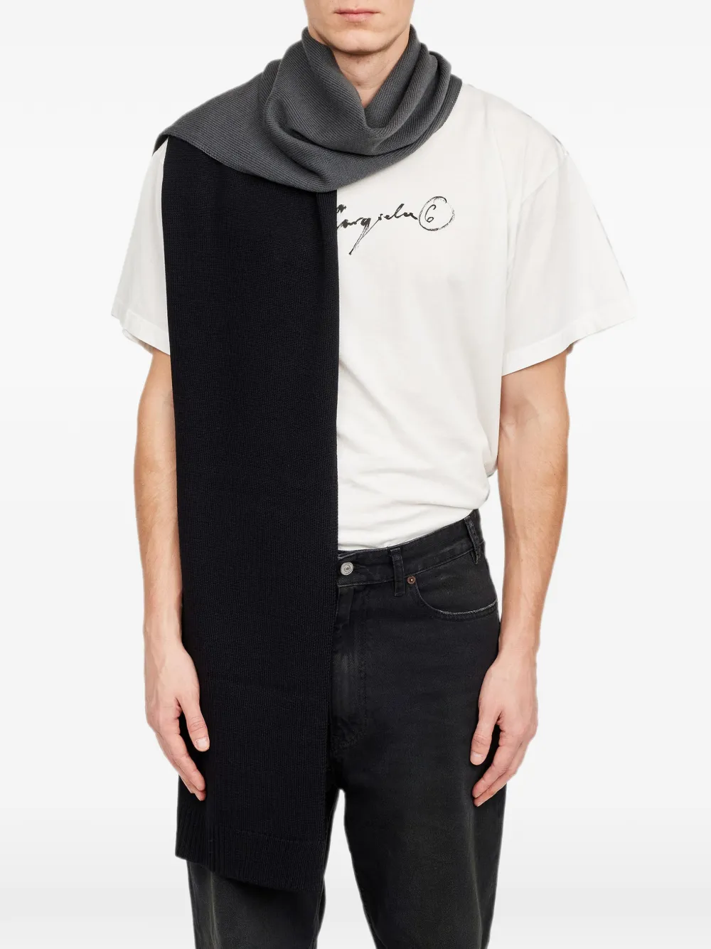 MM6 Maison Margiela Gebreide katoenen sjaal Zwart