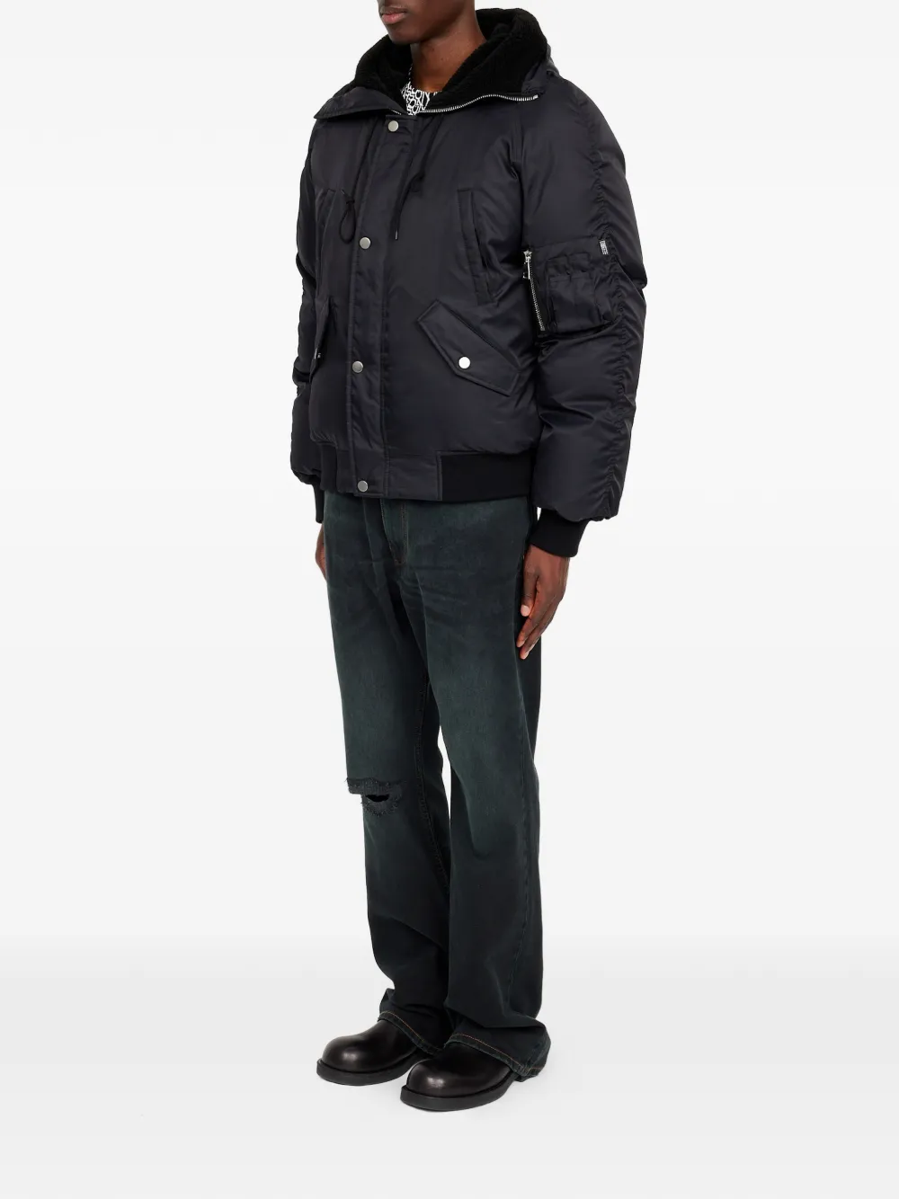 MM6 Maison Margiela Bomberjack met capuchon Zwart
