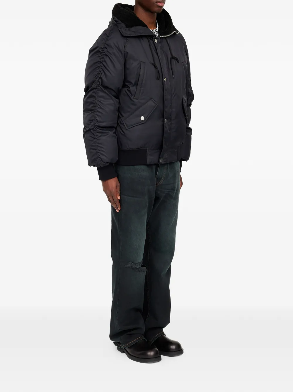 MM6 Maison Margiela Bomberjack met capuchon Zwart