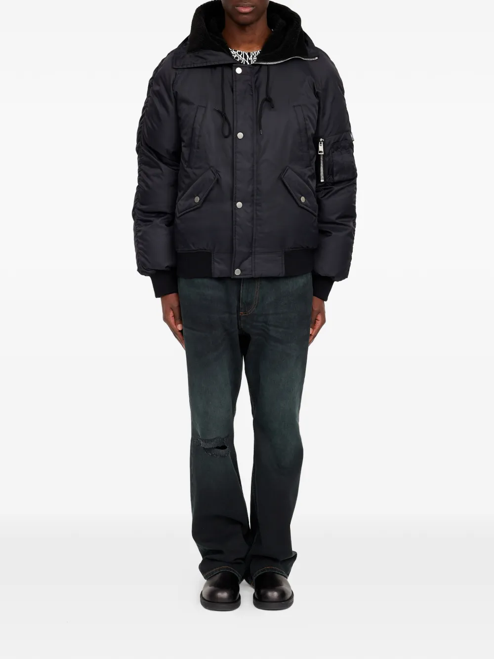 MM6 Maison Margiela Bomberjack met capuchon Zwart