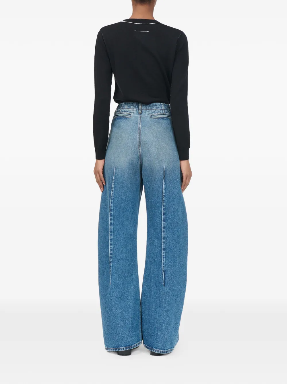 MM6 Maison Margiela Geplooide jeans met vervaagd effect Blauw