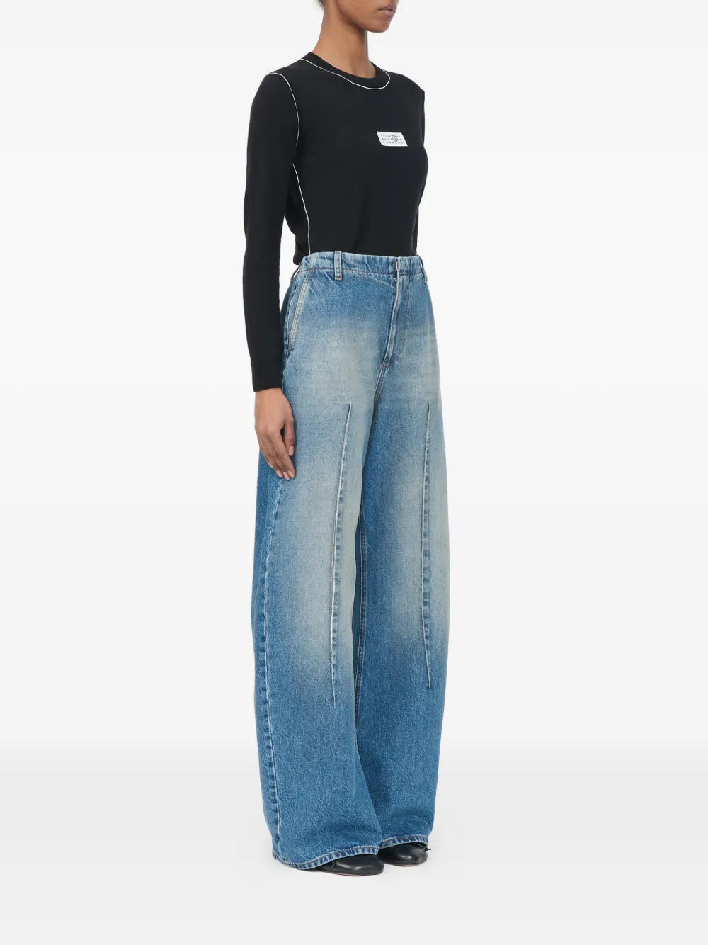 MM6 Maison Margiela Geplooide jeans met vervaagd effect Blauw